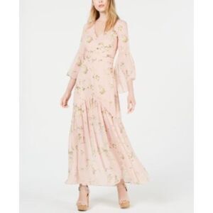 Avec Les Files Long Sleeve Floral Pink Fairycore Maxi Dress, size 4